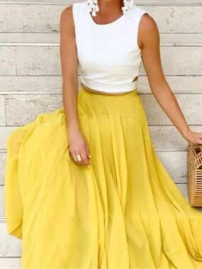 Chicwish timeless Chiffon Maxi Skirt in Mustard Yellow